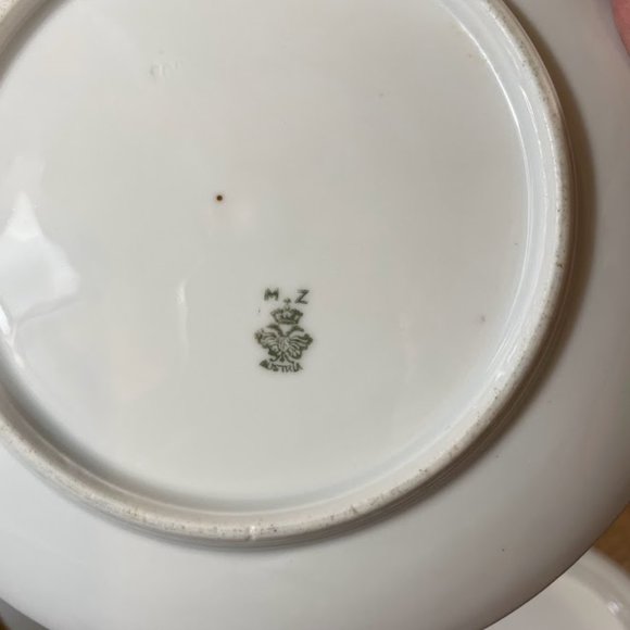 Set of 4 MZ Austria Hand Painted Salad Dessert Plates Daisy Columbine Wild Rose - Picture 12 of 12